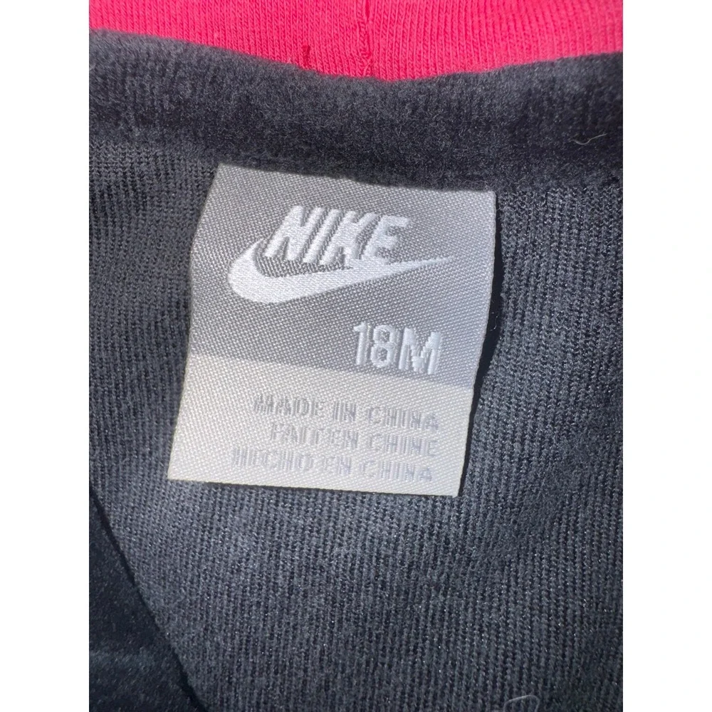 Nike infant black/ hot pink embroidered cinch waist velour‎ track jacket 18 mths